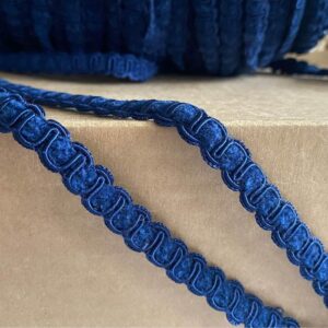 1/2” Navy Novelty Chenille Pull Through Rick Rack Trim - Sold by the yard