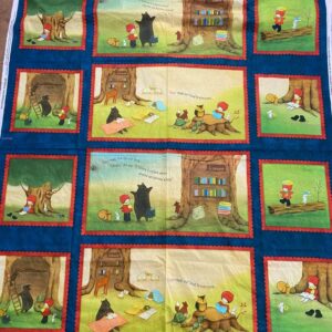 Red Knit Cap Girl Cotton Panel Fabric