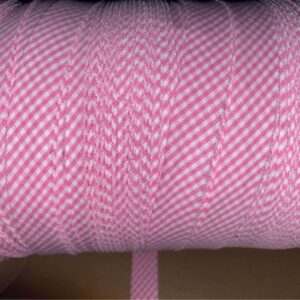 5/8” Pink & White Plaid Fabric Edging - Sold By The Yard.