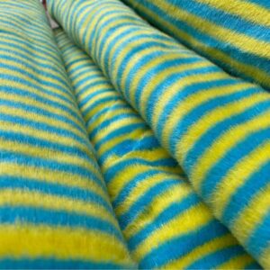 5pc (8.5 Yards) Yellow & Blue Striped Faux Fur Fabric