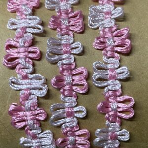 Sold By The Yard - Hot Pink / Light Pink Floral Rococo Trim