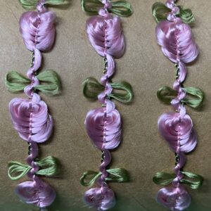 Sold By The Yard - Pink & Green Floral Rococo Trim