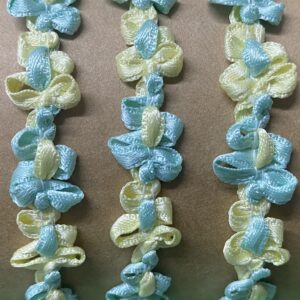 Sold By The Yard - Yellow & Aqua Variegated Daisy Rococo Trim