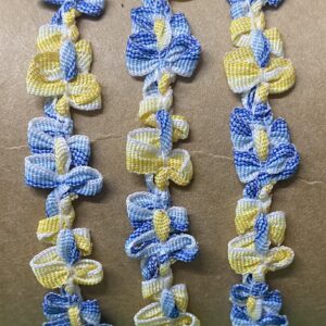 Sold By The Yard - Yellow & Blue Variegated Daisy Rococo Trim