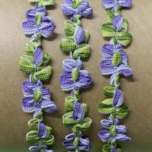 Sold By The Yard - Purple & Green Variegated Daisy Rococo Trim