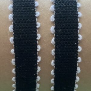 Sold By The Yard - 5/8" Black Trim With White Loop Edge