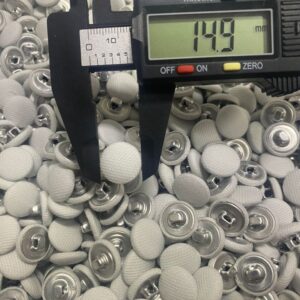 10 Pack - White Fabric Button - Metal Back