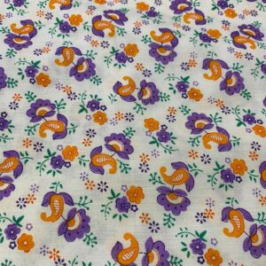7 yards purple, orange, and green flower print cotton fabric