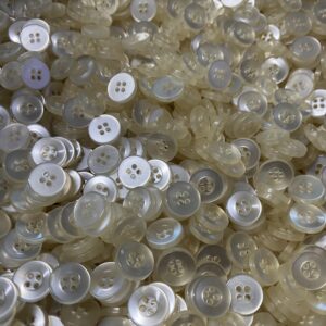 100pk Small Clear White Four Hole Button (11.93mm)