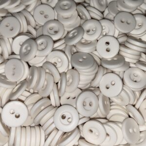 25pk Two Hole White Chalk Polish Button (12.08mm)