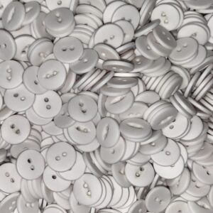 25pk White Two Hole Cat Eye Chalk Polish Button (14.79mm)